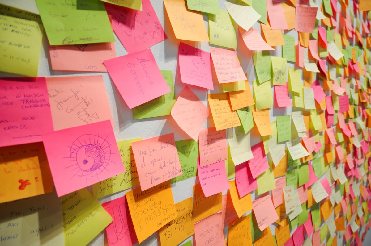 sticky notes on wall